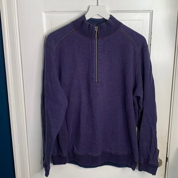 Tommy Bahama Men’s Reversible 1/4 Zip Navy Plum Pullover Sweater M-019 Sz L - Picture 2 of 11